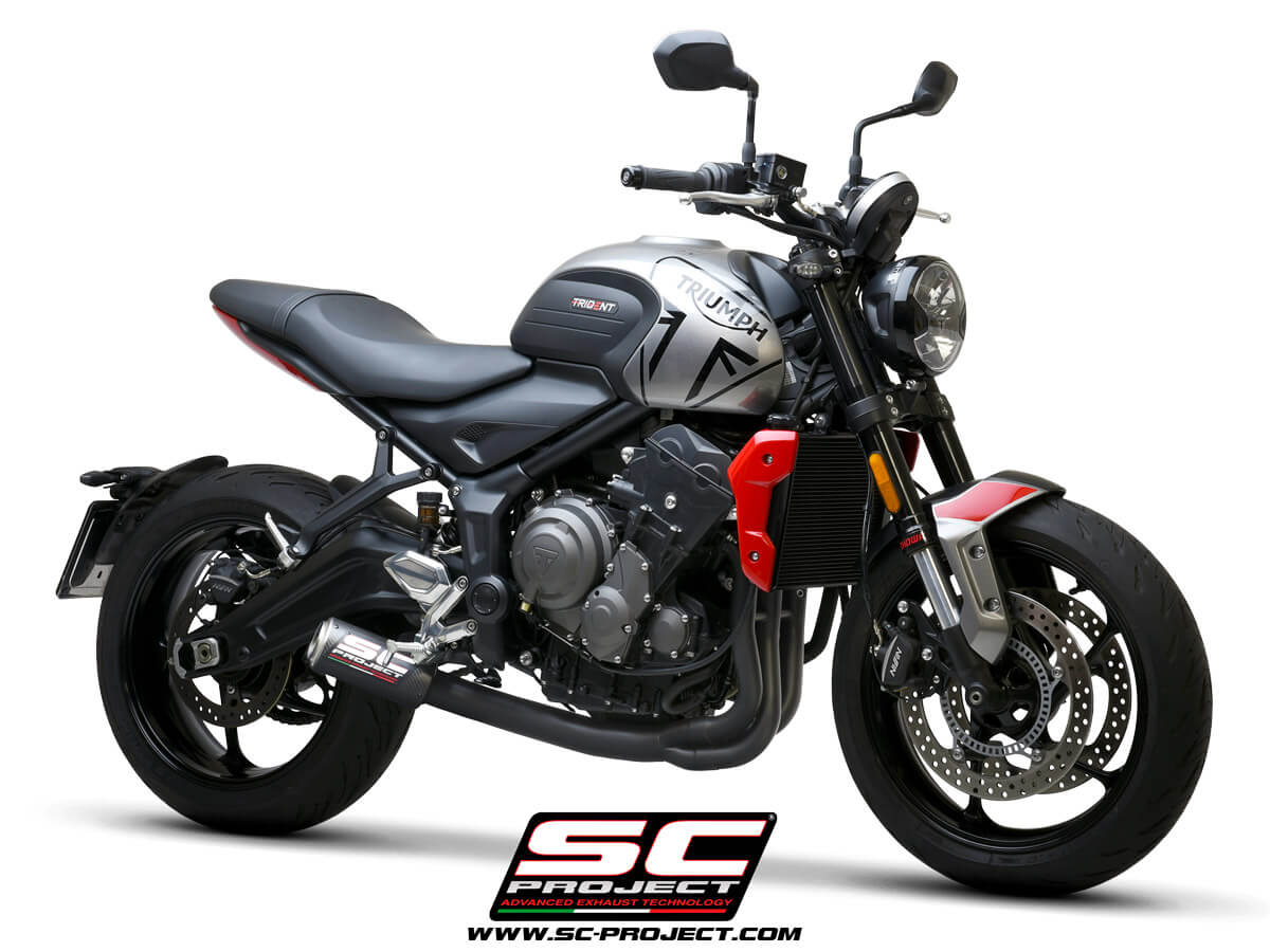 SC Project CR-T Carbon With Stoneguard Grid Full Exhaust System for Triumph Trident 660 (2021-22)