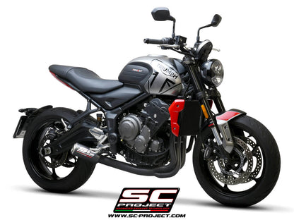 SC Project CR-T Carbon With Stoneguard Grid Full Exhaust System for Triumph Trident 660 (2021-22)