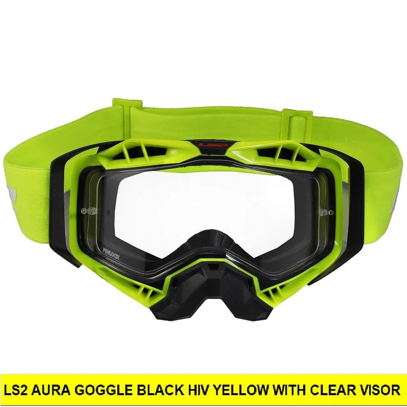GOGGLES AURA BLACK HIV YELLOW WITH CLEAR VISOR FREE SIZE