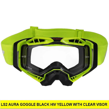 GOGGLES AURA BLACK HIV YELLOW WITH CLEAR VISOR FREE SIZE