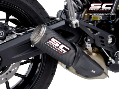 SC Project Exhaust Cr-t Carbon with Stoneguard Grid for Ducati Scrambler 800 (2025)