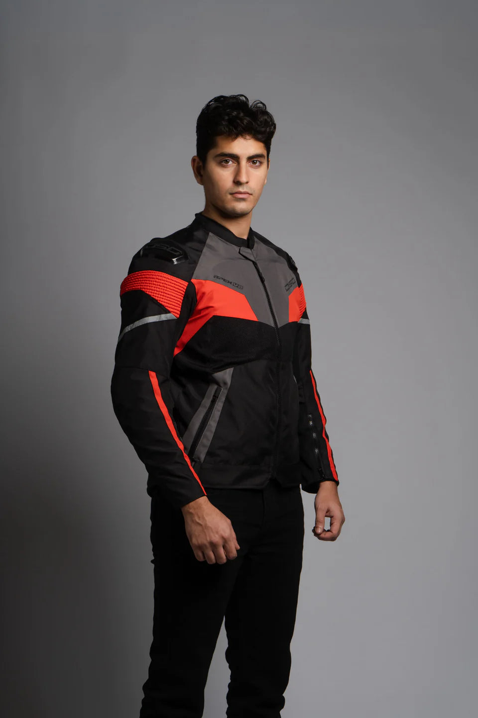 DSG Apex V2 Riding Jacket - Black Grey Racing Red