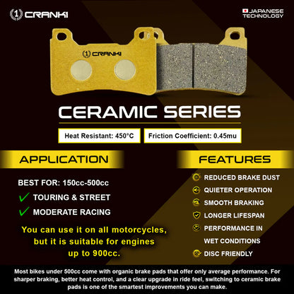 Ceramic Brake Pads For Bajaj Pulsar N150 BS6 (2024 Onwards) - Front - CRM479 - 1 Set - CRANK1 - Crank1