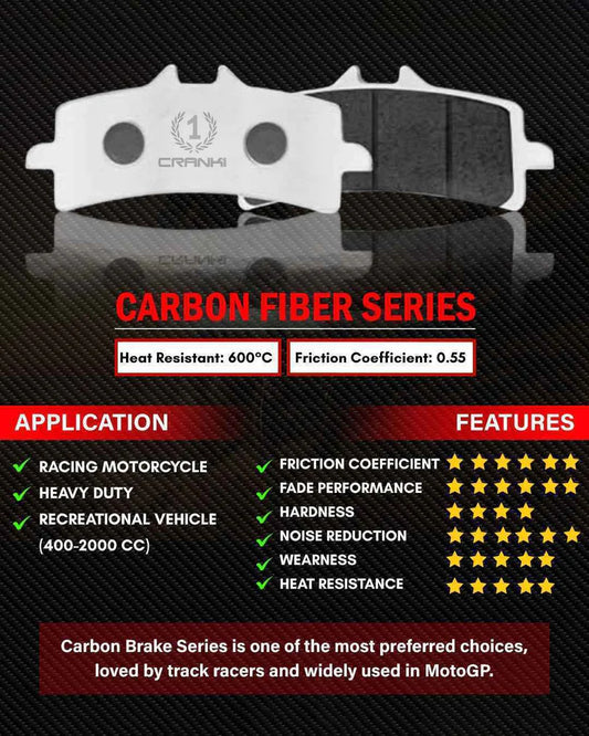 CRANK1 Carbon Brake Pads For Benelli TRK 502 X (2021) - Rear - CFB896