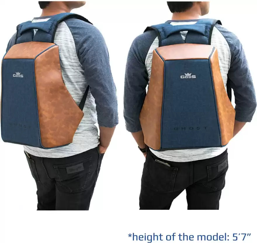 GODS Medium 22 L Laptop Backpack Blue Ghost Anti Theft 15.6 inch Blue Ryders Arena