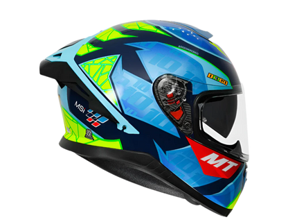 MT Thunder 3 SV Spoiler Diogo Moreira A7 Gloss Blue Yellow Helmet