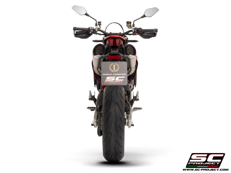 SC Project Exhaust S1 Titanium Dual Undertail with stoneguard Grid for Hypermotard 698 (2024-2025)