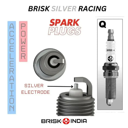 BRISK Silver Racing Spark Plug for Maruti Baleno / Ignis / Fronx / Dzire & Hyundai i10 / Aura / Venue 1.2 / Creta 1.6 / X’cent / Verna & Tata Nexon / Tiago / Tigor / Punch & Kia Sonet / Seltos – (QR15LS)