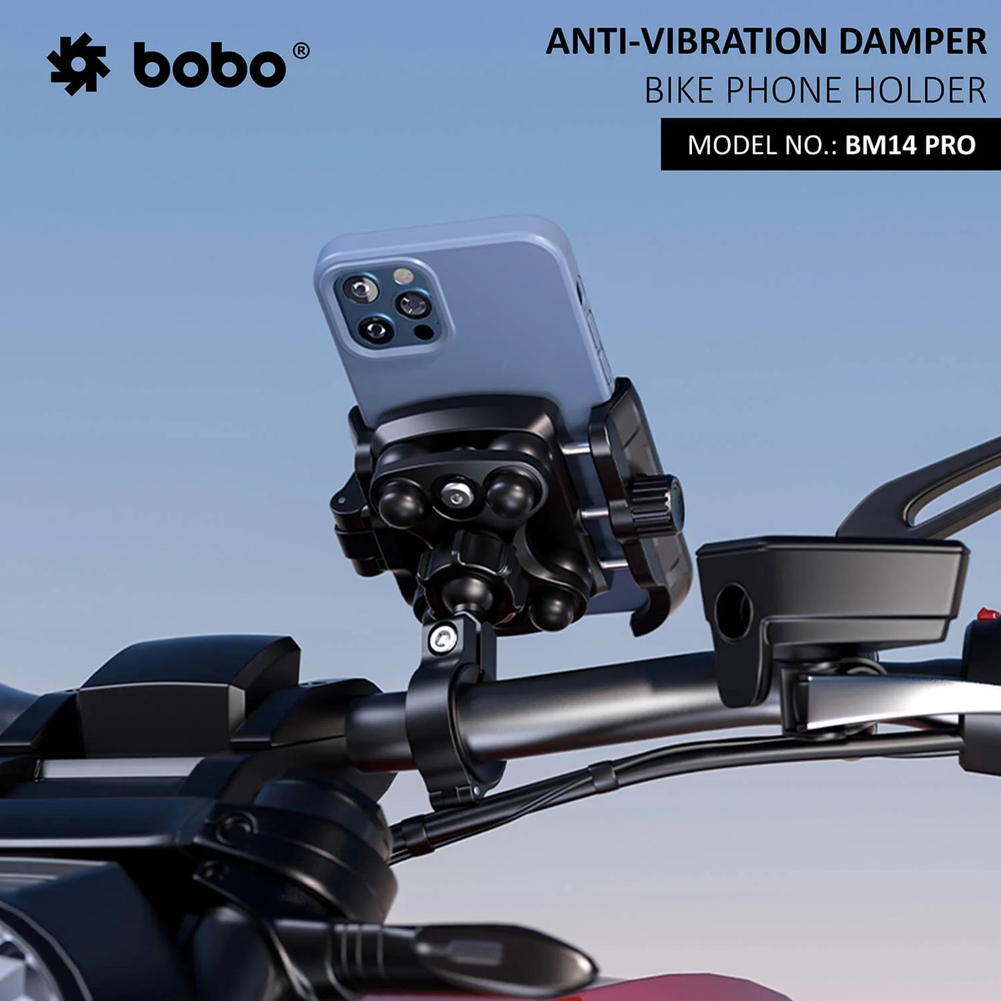 BOBO BM14 PRO X Quick Release with PRO X Vibration Controller Enhanced BM4 PRO Bike / Cycle Phone Holder Motorcycle Mobile Mount