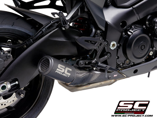 SC PROJECT CR-T Carbon MUFFLER, WITH MESH ON EXIT PIPE FOR SUZUKI KATANA (2019-2020)