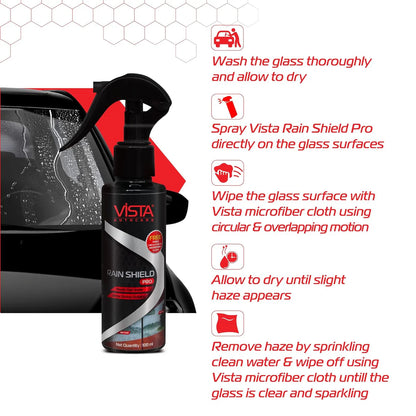 Rain Shield Pro 100ml Car Windshield Water Repellent Coating Spray with Microfiber Cloth | Hydrophobic Glass Coating