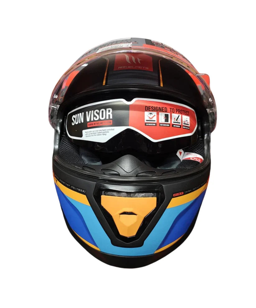 MT Thunder 3 SV Pro Nova B2 Helmet - Matt Grey Blue Orange