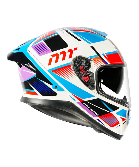 MT Thunder 3 SV Pro Synthex Helmet - Gloss White Blue