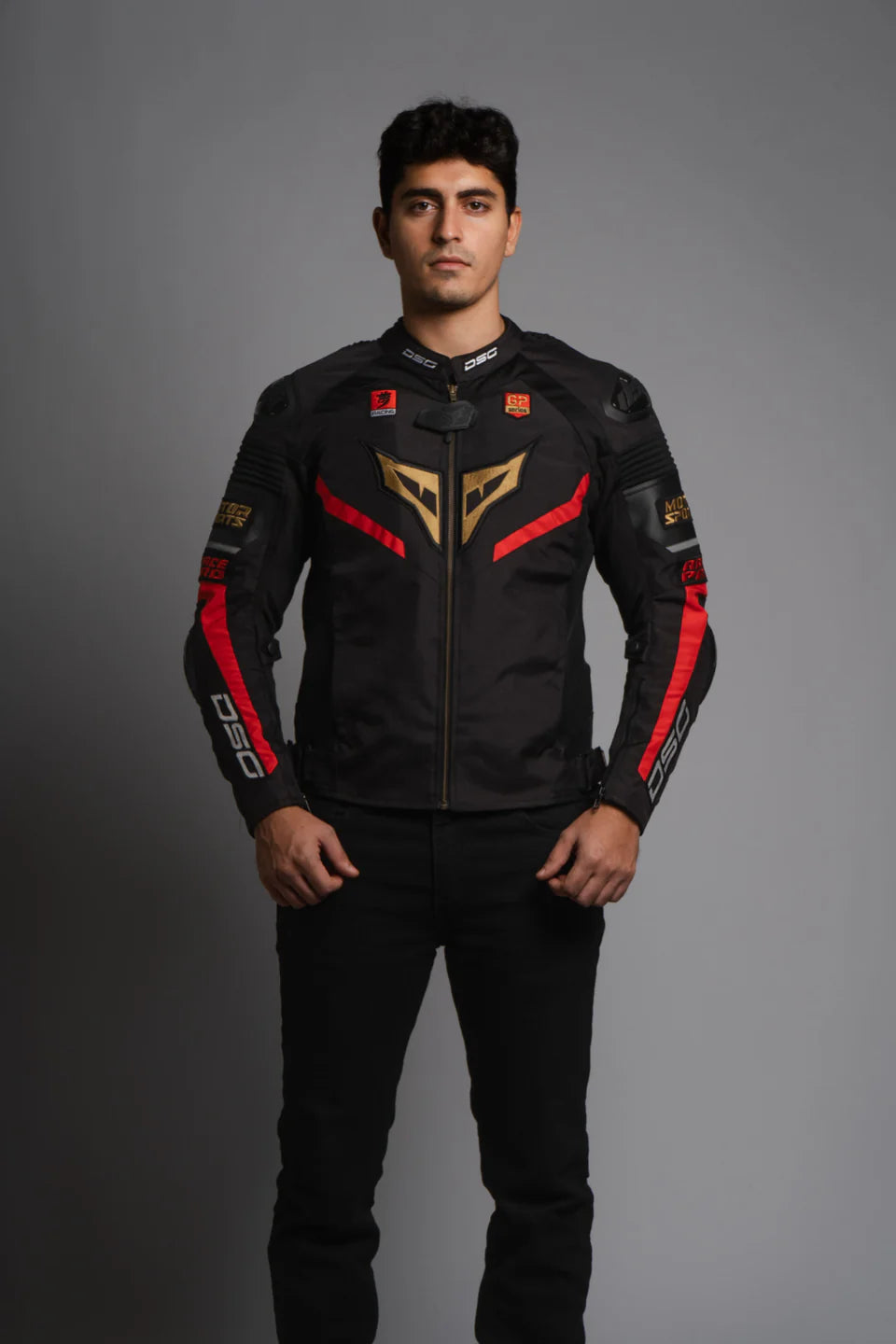 DSG Race Pro V3 Riding Jacket - Black Red Gold