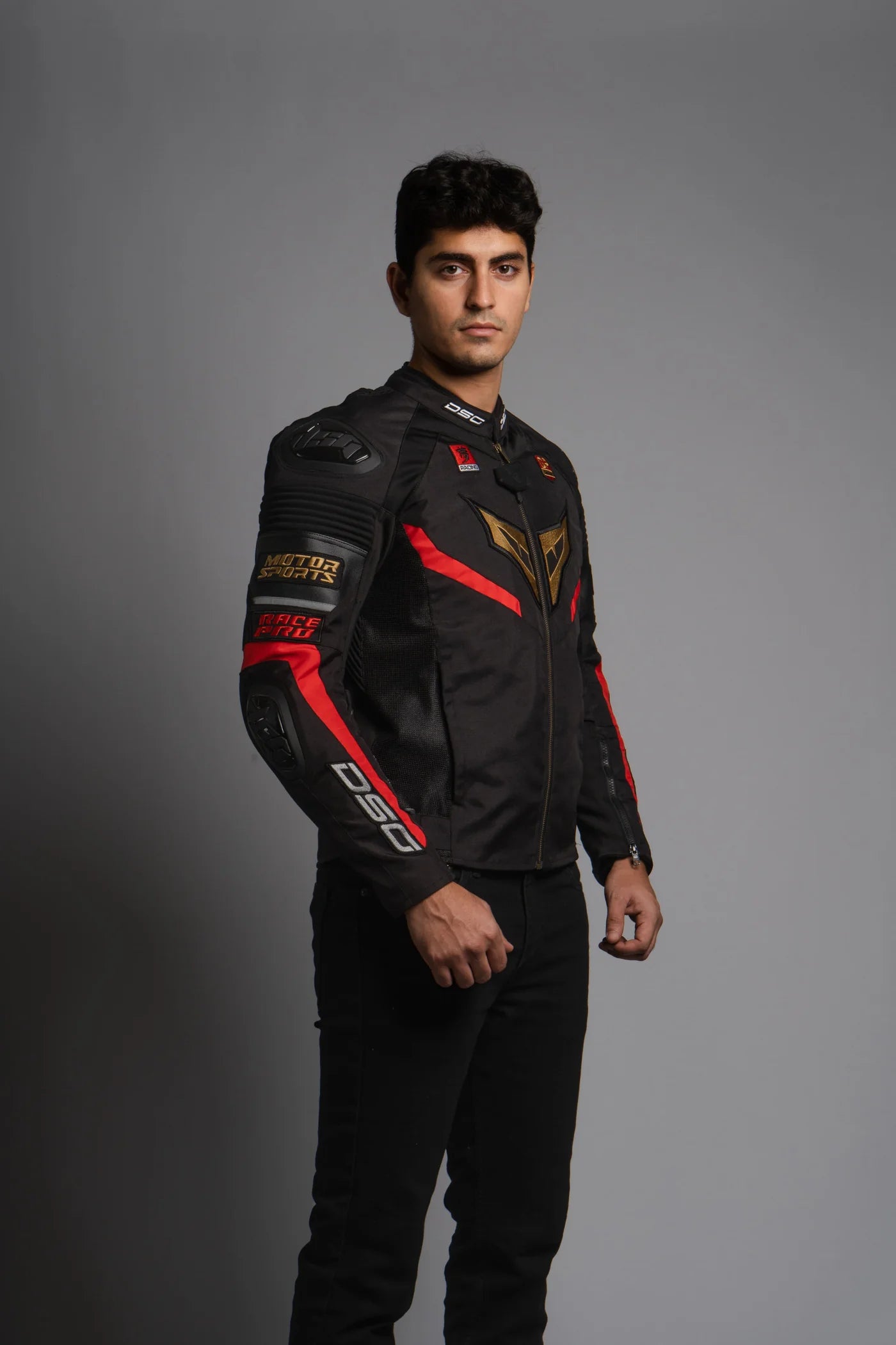 DSG Race Pro V3 Riding Jacket - Black Red Gold