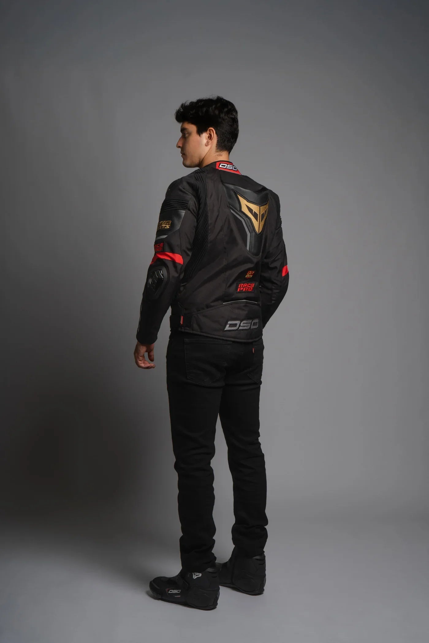 DSG Race Pro V3 Riding Jacket - Black Red Gold