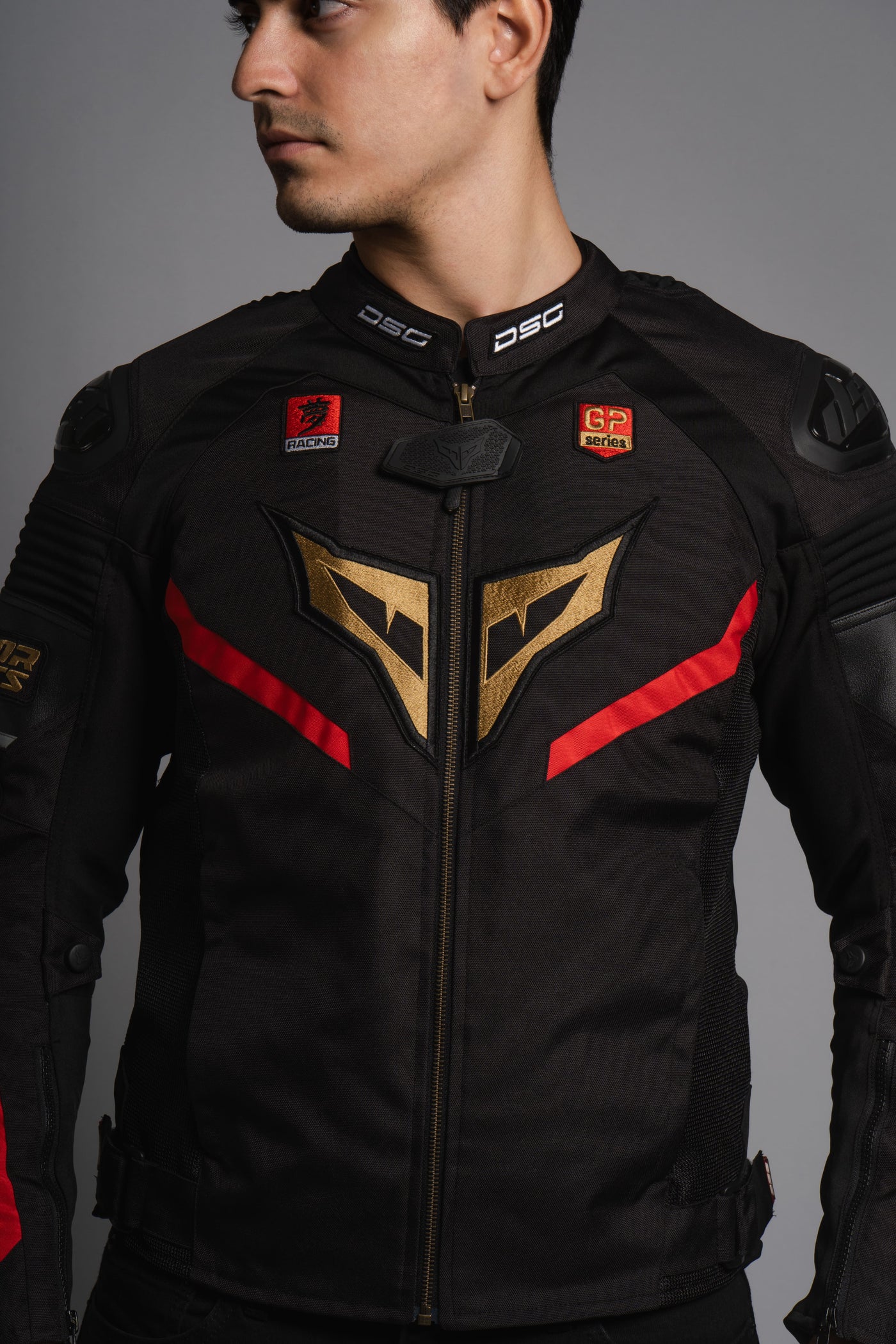 DSG Race Pro V3 Riding Jacket - Black Red Gold