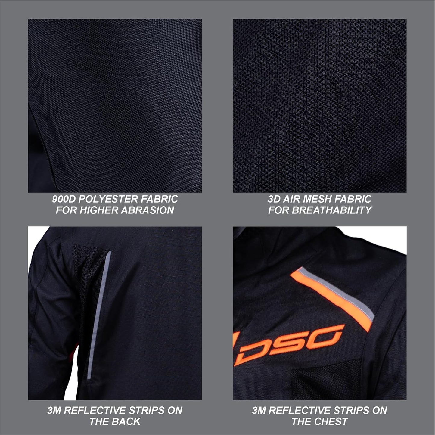 DSG Adventure Riding Jacket - Black-Orange