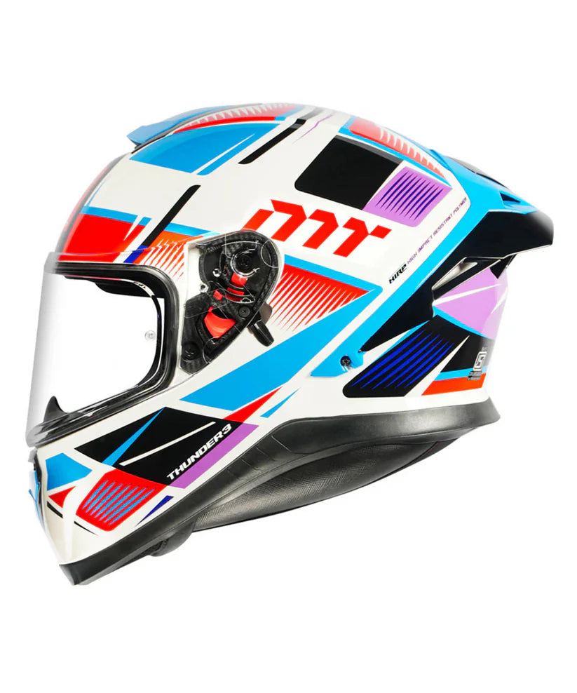 MT Thunder 3 SV Pro Synthex Helmet - Gloss White Blue