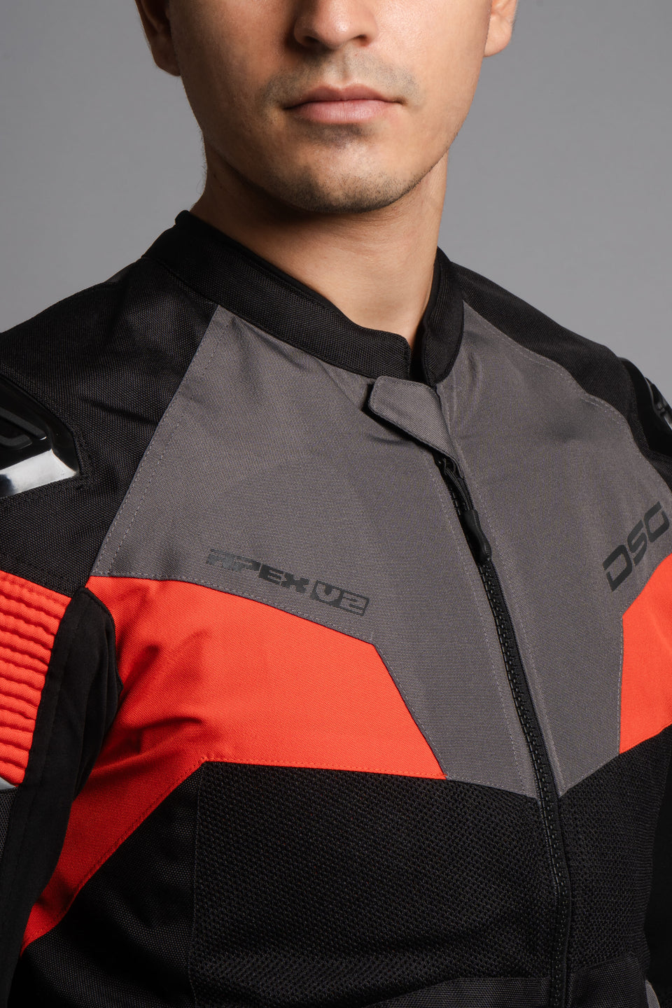 DSG Apex V2 Riding Jacket - Black Grey Racing Red