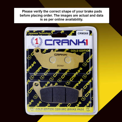 Ceramic Brake Pads For TVS Apache RTR 160 4V - Rear - CRM269 - 1 Set - CRANK1