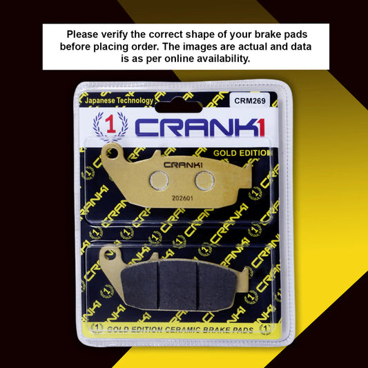 Ceramic Brake Pads For TVS Apache RTR 160 4V - Rear - CRM269 - 1 Set - CRANK1