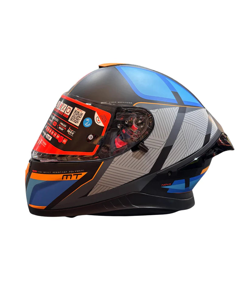 MT Thunder 3 SV Pro Nova B2 Helmet - Matt Grey Blue Orange