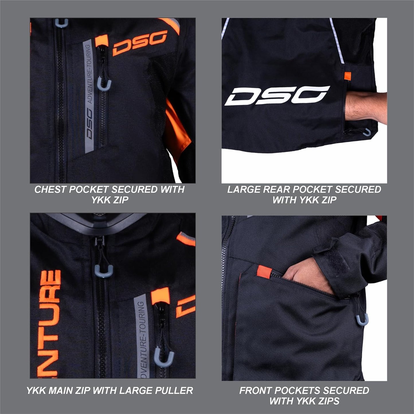 DSG Adventure Riding Jacket - Black-Orange
