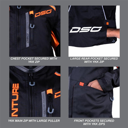 DSG Adventure Riding Jacket - Black-Orange