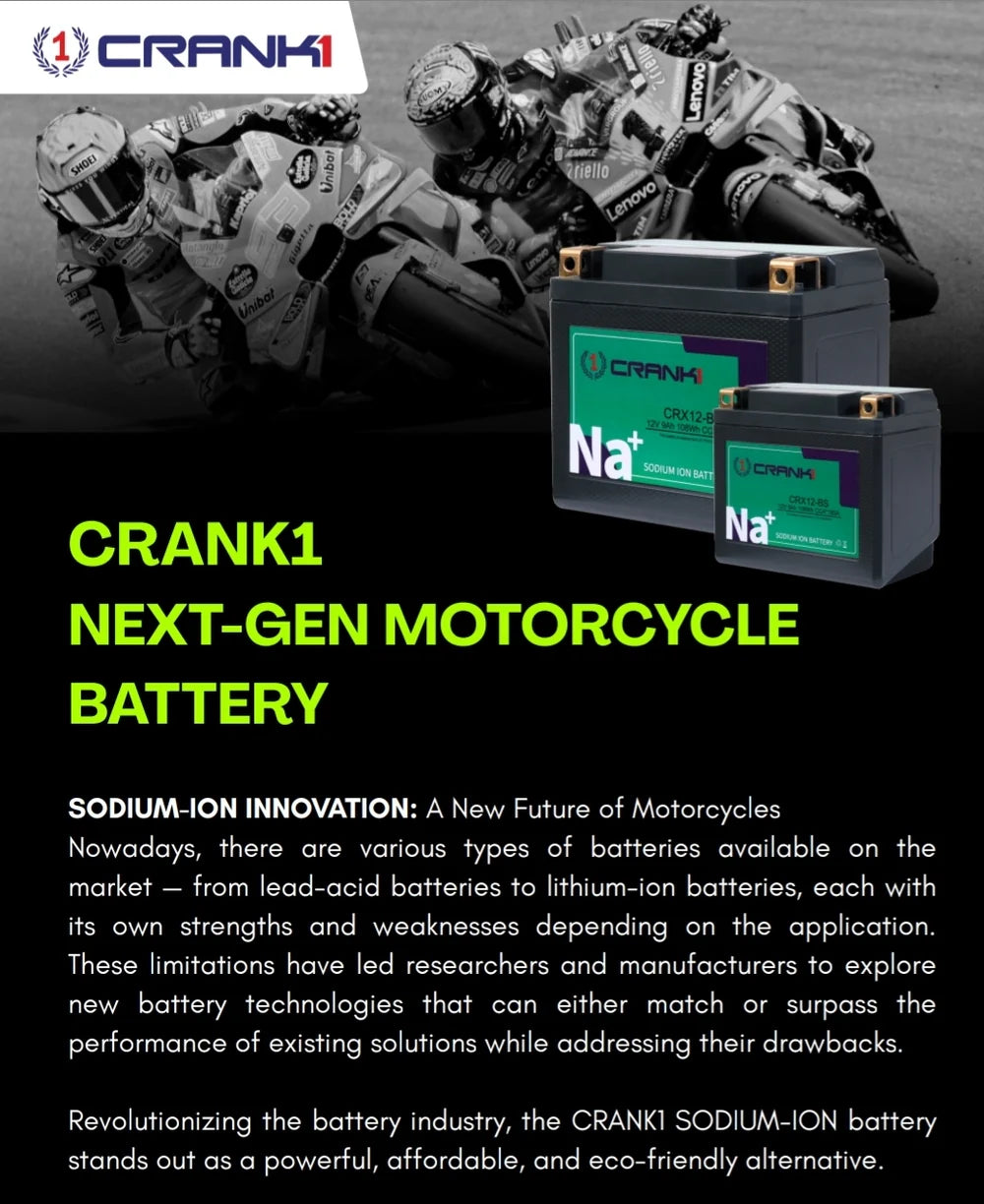 Battery For Triumph Street Scrambler 900 (2018) - CRX12-BS - Sodium-Ion - Factory Activated