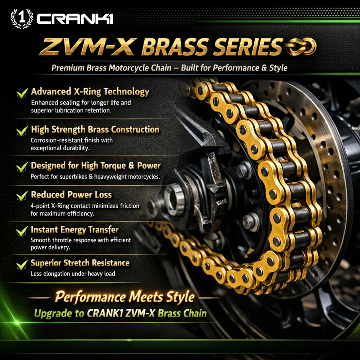 Chain For Ducati Scrambler Classic 800 (2015-2018) - 520 Pitch x 106 Links Gold (ZVMX)