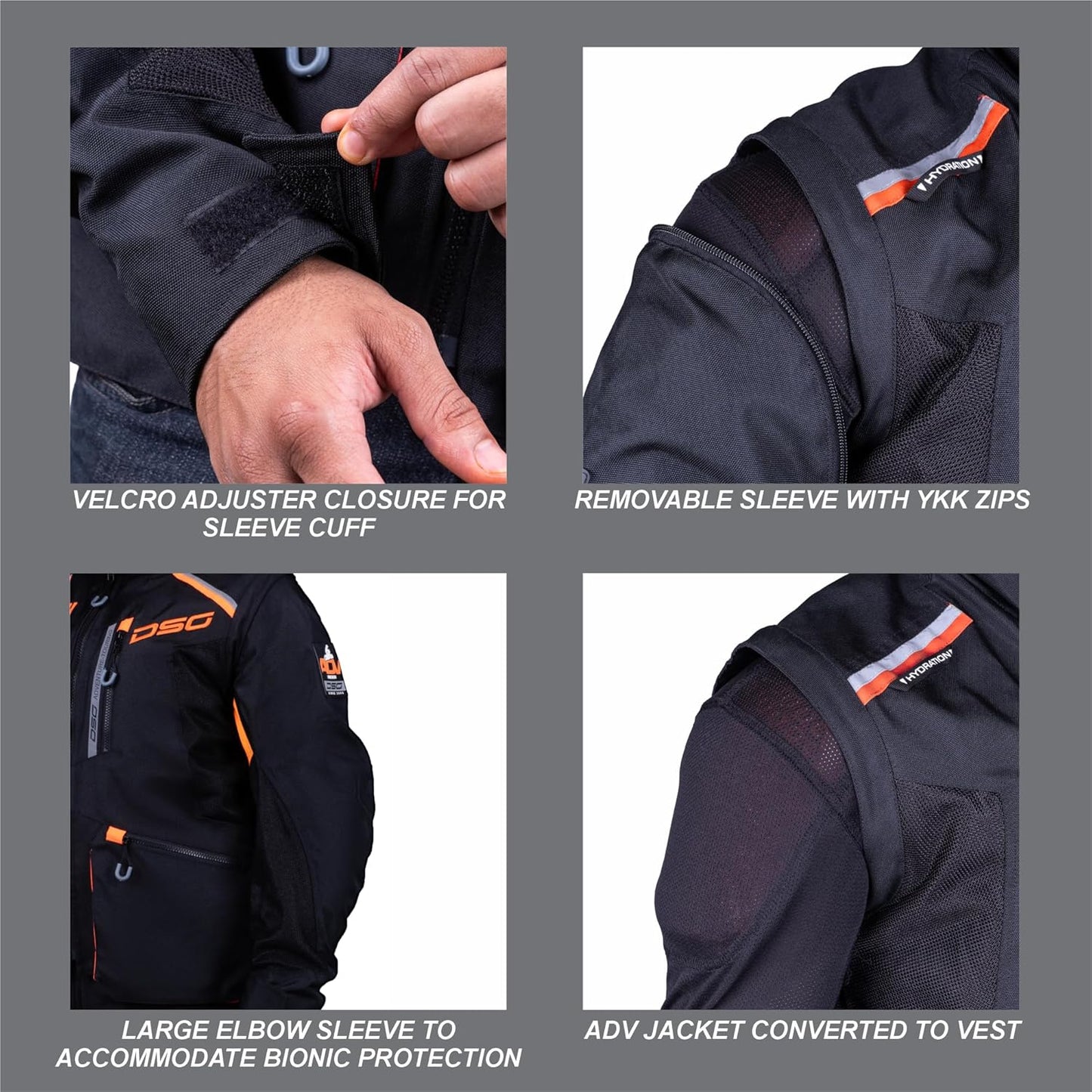 DSG Adventure Riding Jacket - Black-Orange