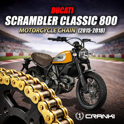 Chain For Ducati Scrambler Classic 800 (2015-2018) - 520 Pitch x 106 Links Gold (ZVMX)
