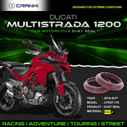 Fork Dust Seals Pair For Ducati Multistrada 1200 (2015-2017) - CPD57-176 - CRANK1