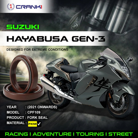 Fork Oil Seals Pair For Suzuki Hayabusa GEN-3 (2021 Onwards) - CPF109 - CRANK1