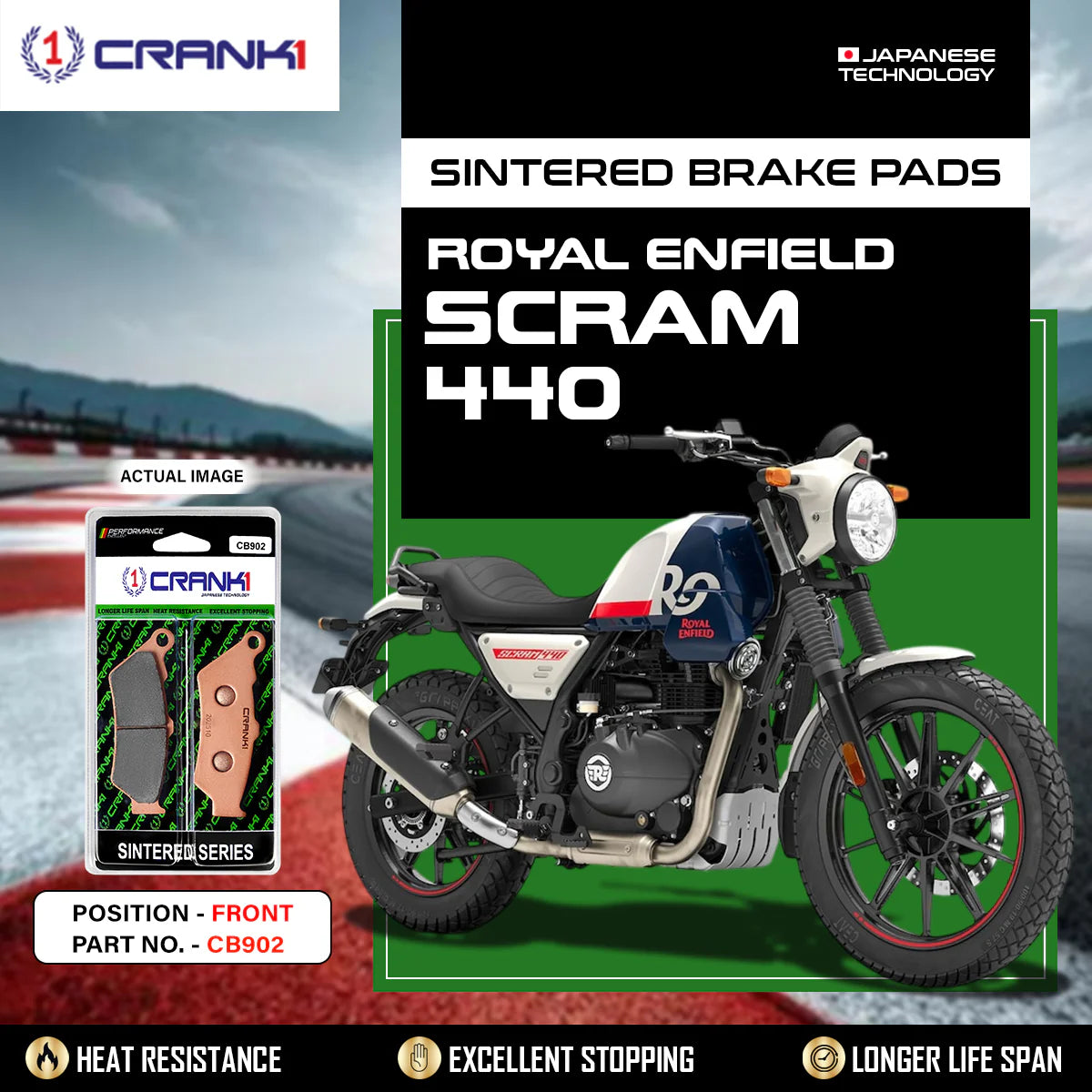 ROYAL ENFIELD SCRAM 440 - CB902 - FRONT BRAKE PAD - SINTERED