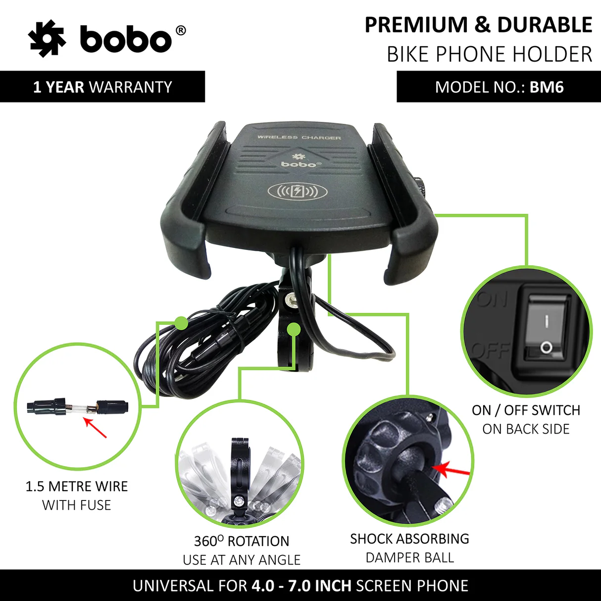 BOBO BM6 - Fast 15W Wireless Charger