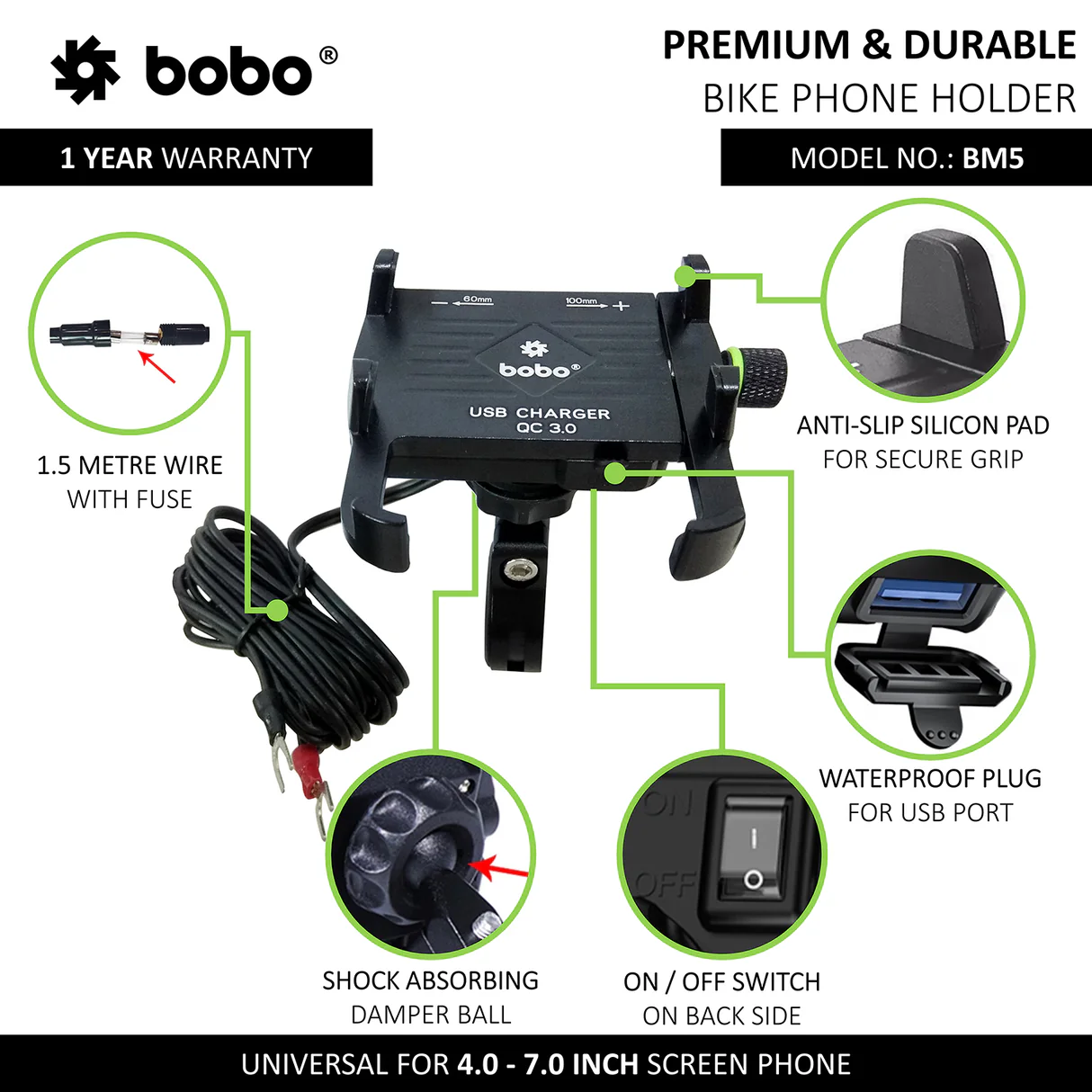 BOBO BM5 - Aluminium (Fast USB 3.0 Charger)