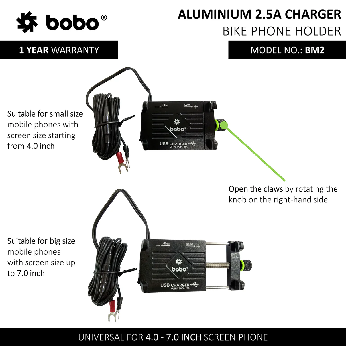 BOBO BM2 - Aluminium With 2.5A Charger