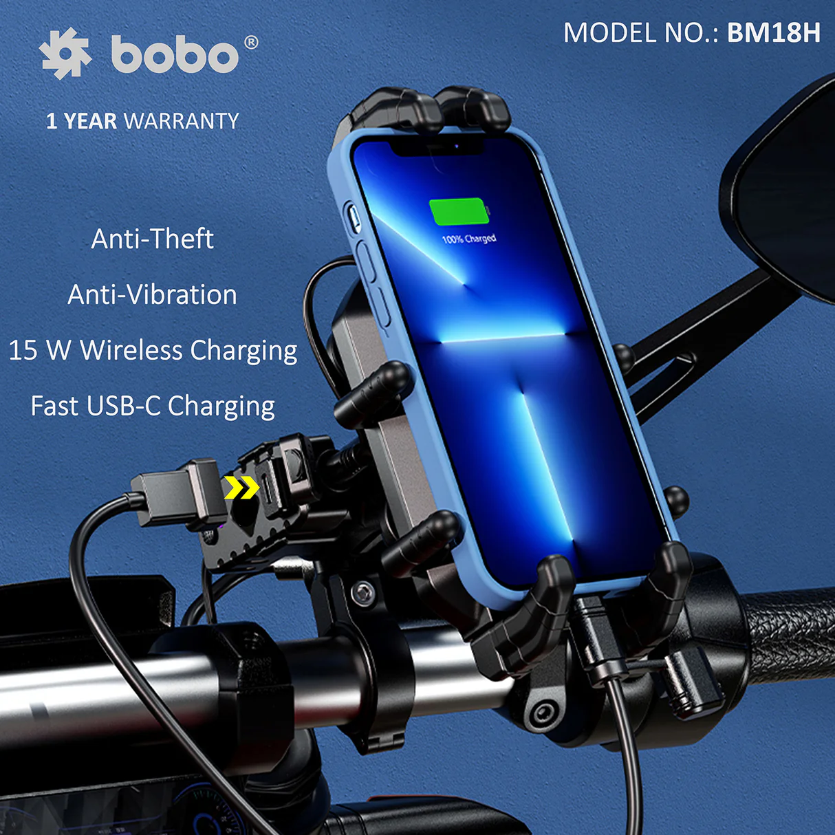 BOBO BM18H - Anti-Vibration (Wireless + USB-C Charger)