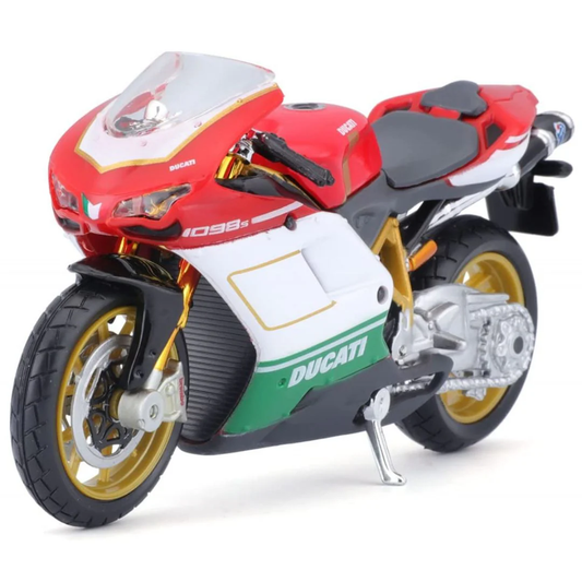 White Ducati 1098 S Tricolore 1:18 Scale Bike by Maisto