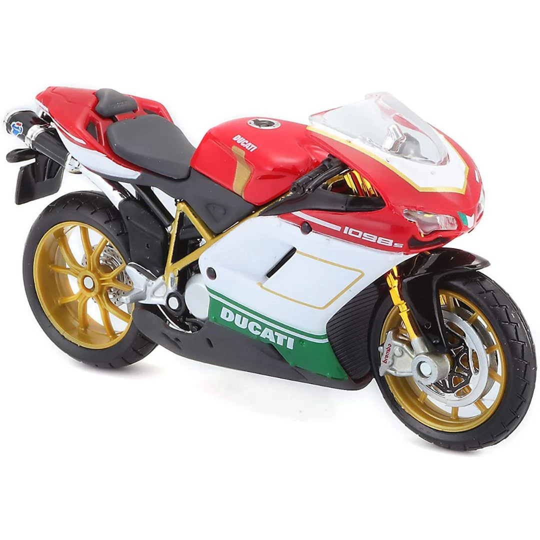 White Ducati 1098 S Tricolore 1:18 Scale Bike by Maisto
