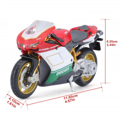 White Ducati 1098 S Tricolore 1:18 Scale Bike by Maisto