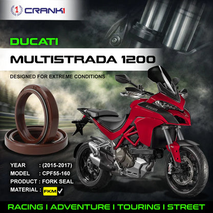 Fork Oil Seals Pair For Ducati Multistrada 1200 (2015-2017) - CPF55-160 - CRANK1