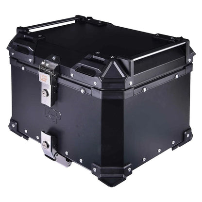 LGP - Top Box 45L  Aluminium Motorcycle Luggage Box -IPX5 Waterproof - Stainless Steel Lock-BLACK + FREE Mobile Holder & Backrest