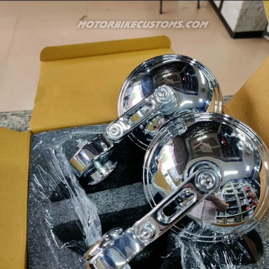 Autobird Round Bar End Mirrors Chrome