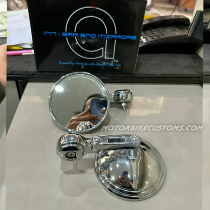 Autobird Round Bar End Mirrors Chrome