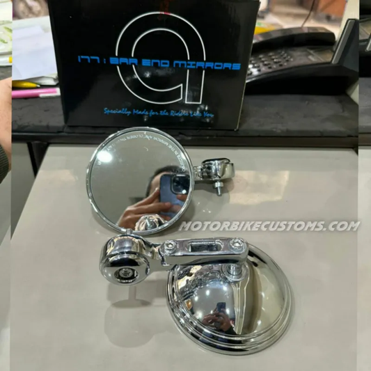 Autobird Round Bar End Mirrors Chrome