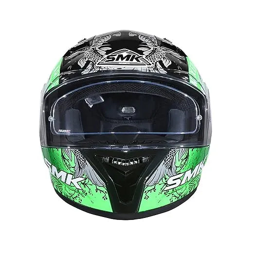 SMK Stellar Sports Samurai Gloss Black Grey Green (GLoss and Matt268) Helmet