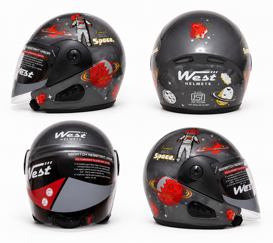WEST HELMETS FRENZY O/F SPACE GREY RED GLOSS